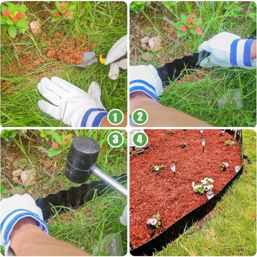 Quibbay Metal Corrugated Garden Edging,  Landscape Edging for DIY Flower Beds, Flexible Bender Border for Lawn, Garden and Yard, Sturdy Galvanized Garden Edging, Black