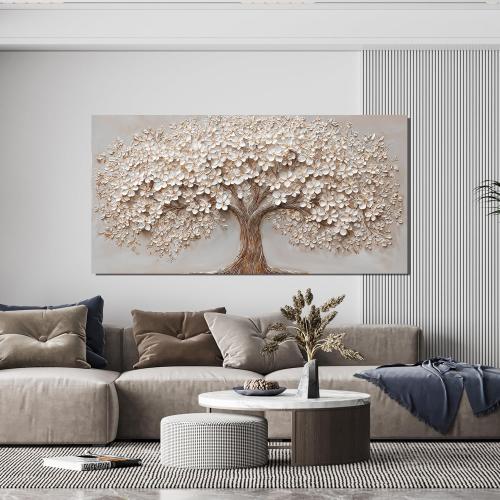 Canvas Wall Art Decor Prints Botanical Wall Art Pictures for Living Room Canvas Art Wall Decor Tree of Life Wall Art Decor Modern Large White Wall Art Prints Artwork for Walls Bedroom Office Decor 24 X 48