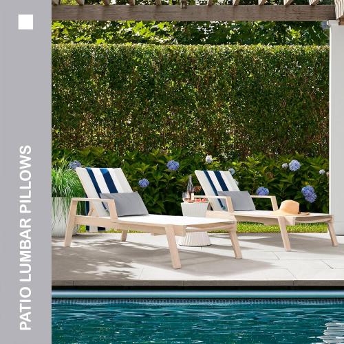 Indoor Outdoor Lumbar Pillows,Waterproof Outdoor Pillows Set of 2 for Patio Furniture,11.8x19.7 Inch,Grey