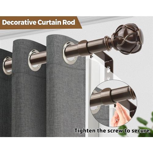 KAMANINA Curtain Rods for Windows 72 to 144 Inch, Long Heavy Duty, Bronze