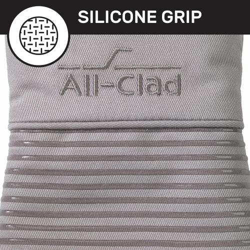 All-Clad Silicone Oven Mitts: Heat Resistant up to 500 Degrees - 100% Cotton & Silicone, 14x7 Oven Mitt for Kitchen and Barbeque, 2-Pack, Titanium
