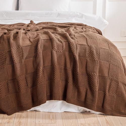 NEXHOME PRO Knit Throw Blanket,Classical Checkered Blanket for Couch,Cozy Warm Knitted Throw Blanket for Bed Sofa Living Room, Decorative Stretched Throw, Lightweigh,50X 60Burnt Orange