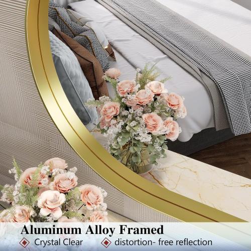Gold 40x30 Oval Mirror, 40×30 Gold Bathroom Mirror, Oval Mirror for Bathroom, Gold Vanity Mirror for Wall, Entryway, Living Room, Wall Mount Mirrors Hangs Vertical or Horizontal
