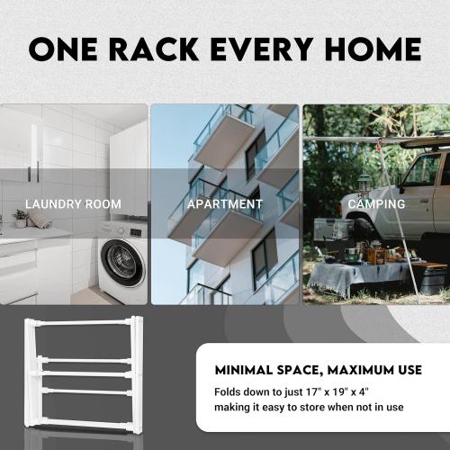2026 Enhanced Clothes Drying Rack | Foldable Drying Rack Clothing for Laundry | Small Collapsible Portable Dryers for Laundry | Use for Indoor & Outdoor | White 37.5x29x12
