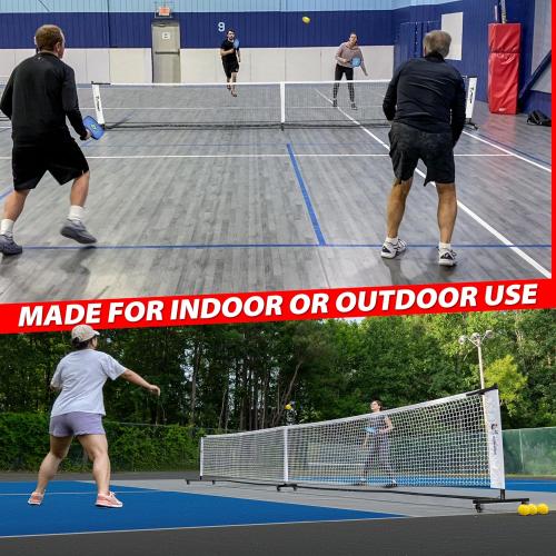 Deluxe Heavy Duty Pickleball Net with Wheels – Regulation Size Portable Net System with Lockable Wheels & Wheeled Carry Case | Tournament-Ready, Fast Setup | Backyard, Driveway, Gym & Court Use