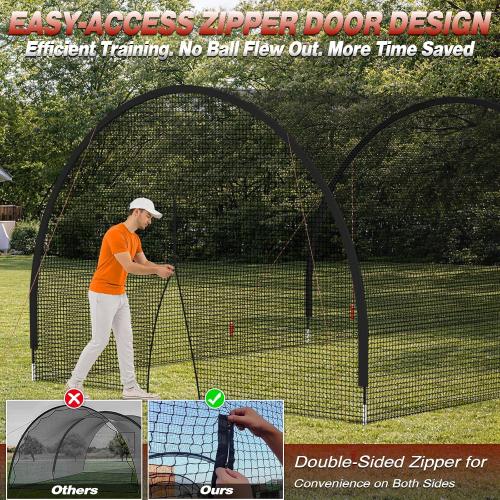 Batting Cages for Backyard,22/30/35/45ft Baseball Batting Cage Net | Anti-Tear Netting Batting Training Cage with Sturdy Steel Frame for Outdoor Use
