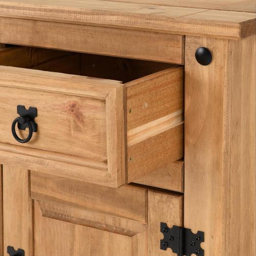 Corona 1 Drawer 1 Door 17-Inch Wide Bedside Table - Reforested Wood Single Nightstand - Smart Space-Saving Compact Furniture - Easy to Assemble - Seconique