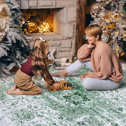 Keeko 5x7 Area Rugs for Living Room Bedroom, Large Vintage Machine Washable Rugs Soft Fluffy Indoor Accent Print Rug Non Shedding Non Slip Floral Carpet Rug for Office Dining Room Decor Green
