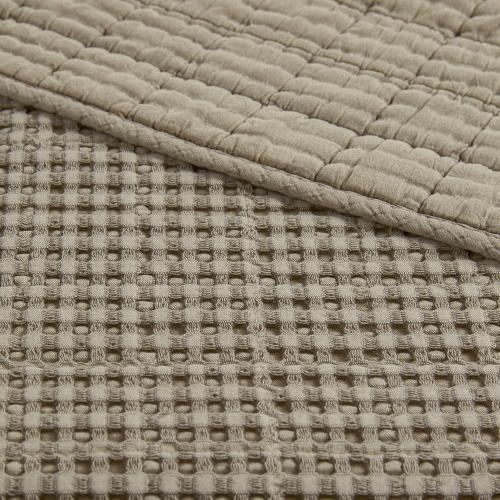Levtex Home - Mills Waffle - Throw - Taupe Cotton Waffle - Throw Size 50 x 60in.