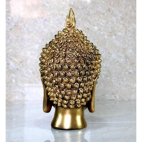 eSplanade Buddha Head Statue for Home Decor | Resin Buddha Face Showpiece for Living Room, Meditation, Office Table Desk, Shelf | Tibetan Buddhist Idol | Zen or Yoga Figurine Gifts | Golden, 9 Inch