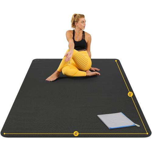 Large Yoga Mat 6'x4'x8mm Extra Thick, Durable, Eco-Friendly, Non-Slip & Odorless Barefoot Exercise and Premium Fitness Home Gym Flooring Mat by ActiveGear