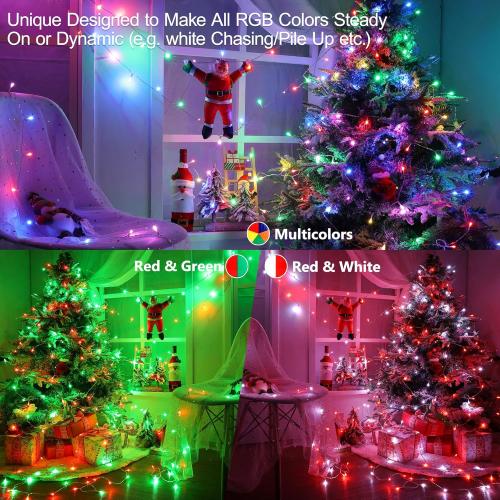 Brizled Color Changing String Lights, 33ft 100 LED Red Mini Lights with Remote, Dimmable RGB Lights String Clear Wire, Indoor USB Twinkle Light for Christmas Halloween Year-Round Decor