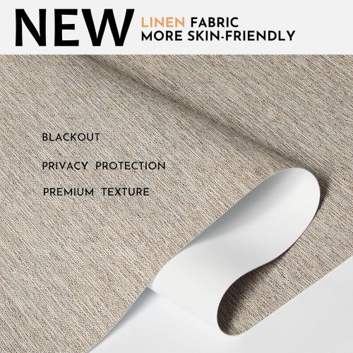 Persilux Blackout Roller Shades for Window Blinds,Cordless,Linen Fabric,Thermal Insulated Fabric UV Protection Shades for Home,Office,Bedroom,Door,Blackout-Light Brown,30 W X 72 H