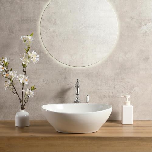 16'' X 13'' Oval Bathroom Vessel Sink,Ceramic Bathroom Sink Bowl, Countertop Modern Egg Shape Above Counter White Vessel Sink Bowl,Porcelain Ceramic Art Basin（LA-2215）