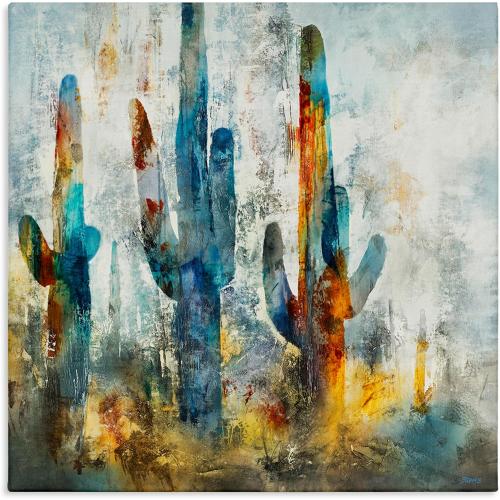 Abstract Cacti Silhouettes Vibrant Succulent Colors Canvas Scott Brems Wall Art