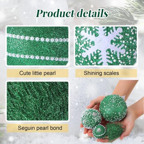 Color red and white 24 Pcs Glitter Christmas Tree Ornaments, Assorted Sizes Sequin Snowflake Shatterproof Christmas Ball Hanging Ornament Set for Xmas Holiday Party New Year Home Decorations