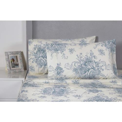 Melange Home 235469 Mélange Home, Light Blue Toile, Queen Sheet Set