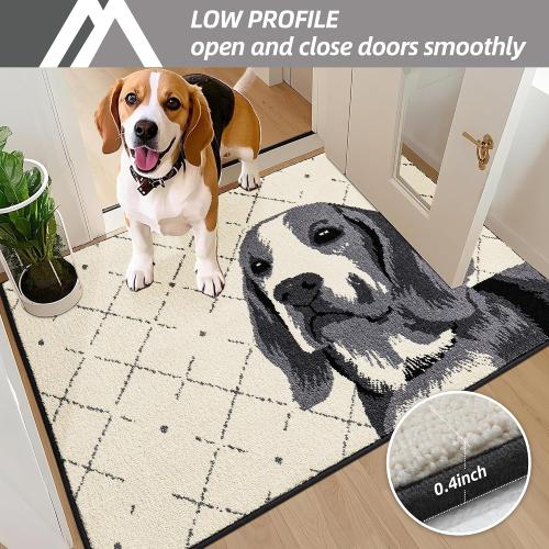 COSY HOMEER Dog Door Mat 32x48 Dirt Trapper Entryway Rugs Absorbent Funny Welcome Mat Washable Non Slip Entry Rugs,Grey
