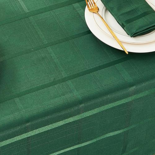 Rectangle Plaid Jacquard Tablecloth, Waterproof Washable Checkered Table Cloth, Solid Fabric Table Cover for Indoor or Outdoor use. (Hunter Green, 60 x 84 Inch (6-8 Seats))