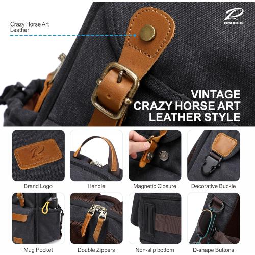 Padwa Lifestyle Black Camera Backpack - Weather Resistant Canvas Camera Bag for Photographers with Multi Compartments&Tripod Holder,Great Gift for Camera Backpacks,Drone bag and Travel bag