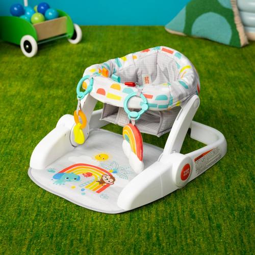 Bright Starts Learn-to-Sit Baby Floor Seat, 2-Positions Grow with Infant, Portable Baby Chair, Includes Sensory Toys, Unisex, 4-12 Months, Playful Paradise