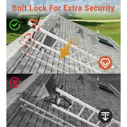 2 Pack Heavy Duty Steel Ladder Hooks for Roof with Wheel & Rubber Grip T-Bar - 500 lbs Weight Capacity, Compatible with Little Giant, Extension Ladders, Easy Access Steep Roofs