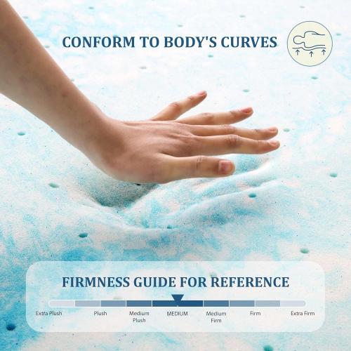 EGO Topper 2 Inch Twin Memory Foam Mattress Topper, Gel Foam Mattress Topper for Pressure Relief, Ventilated Design Bed Topper in a Box, CertiPUR-US Certified, 38×75, Medium