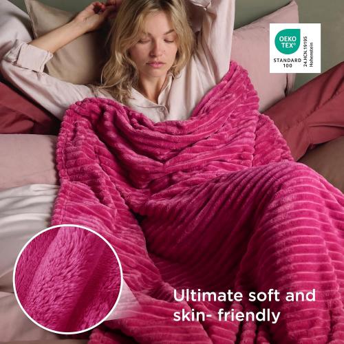 Bedsure Soft Queen Size Blanket for Bed Hot Pink 90x90