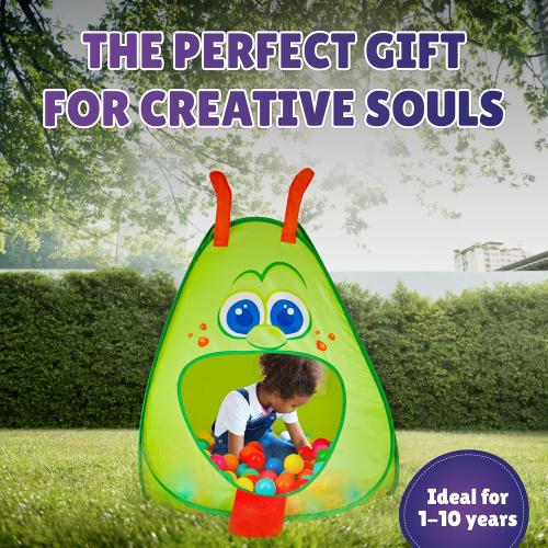 Kiddey Caterpillar Kids Play Tunnel & Tent – Toddler Crawl Tunnel   Play Tent, Pop-Up Indoor/Outdoor Ball Pit Playset (Balls Not Included), Folds Flat for Storage