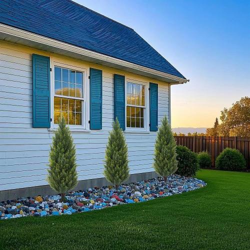 ECOLVANT 3FT Artificial Cedar Topiary Trees with Ground Spike, Set of 2 Faux Cypress Plants UV Resistant Artificial Pine Shrubs Fake Bushes for Outdoor Indoor Front Porch Garden