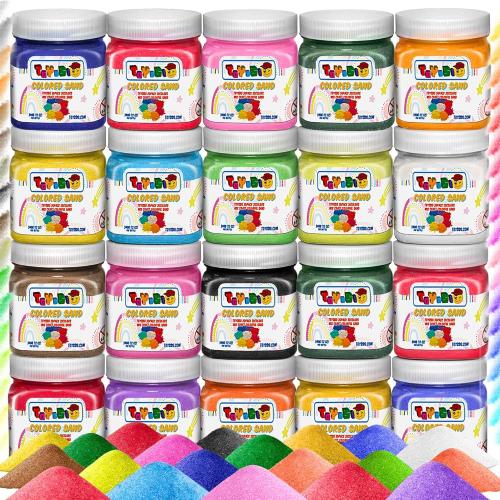 Sand Art Sand [ 20 Colors: 15 lbs ] Craft Sand, Colored Sand for Sand Art, Sand Art Bulk, Colored Sand for Crafts, Art Sand, Sandbox, Sand for Crafts for Kids Age 4 , Non-Toxic, 20 Jar
