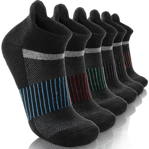 6 Pairs Merino Wool Ankle Running Hiking Socks Compression Support Breathable Thick Cushion No Show Socks for Women Men