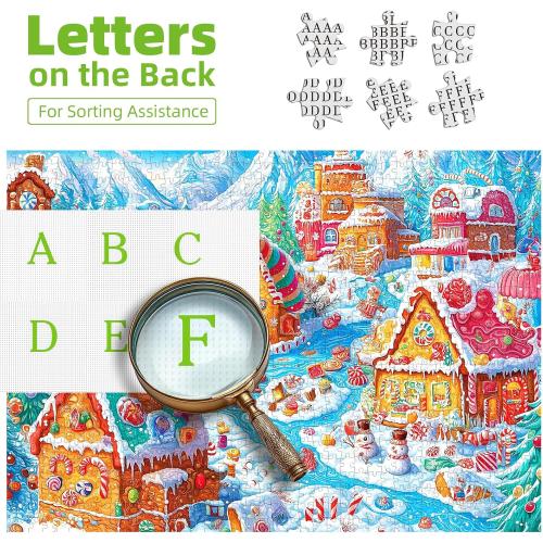 Christmas Village 1000 Piece Puzzle for Adults, Fun Puzzles for Adults 1000 Pieces with HD Print & Poster, 27.5 * 19.7 in Dust Free, for Gifts Halloween Christmas Family Games Lovers