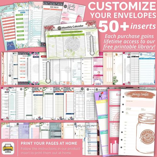 Saveyon 12 Laminated Budget Envelopes & Budget Sheets for Cash Envelope System, Money Envelopes for Budgeting, Budget Planner Organizer to Simplify Your Money Management & Expense Tracking