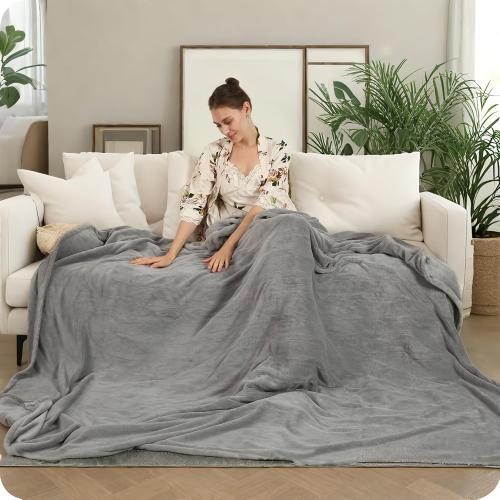 Size 72x84 Color Grey Electric Heated Blanket 72x84 Full Size with 4 Heating Levels and 10 Hours Auto-Off Large Oversized Heating Blanket with Soft Plush Fabric for Bedding - Gray