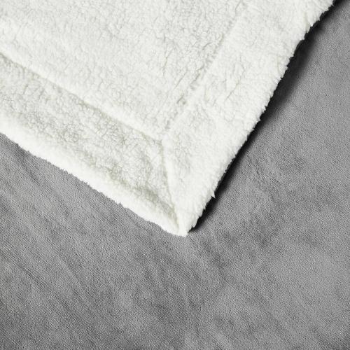 Amazon Basics Reversible Sherpa Throw Blanket, Dark Gray, 50x60