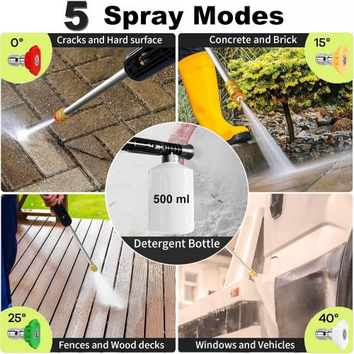 2025Upgraded Pressure Washer 5000PSI with Adjustable Touch Screen 8 Level, 34 Tall, 4 Quick Connect Nozzles,Inlet Hose&Filter&500mlFoam Cannon for Cars/Fences/Driveways/Home Cleaning,Yellow