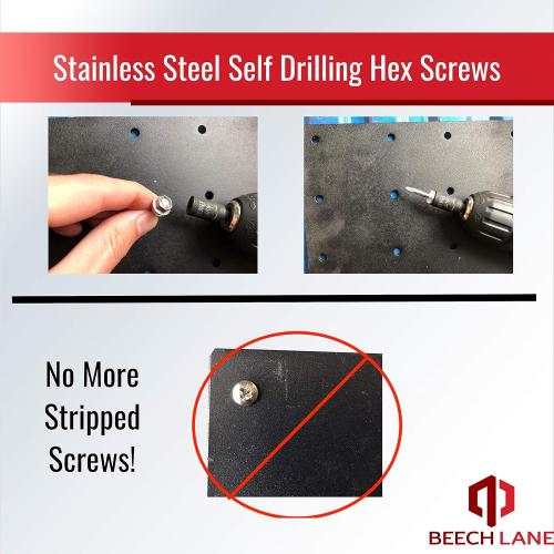 Beech Lane Pickup Truck Tailgate Ladder - Universal Fit, Stainless Steel Self Drilling Hex Screws for Easy Install, Durable Aluminum Step Grip Plates, and Sturdy Rubber Ladder Feet