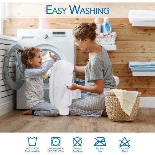 PlushDeluxe Premium Bamboo Mattress Protector – Queen Size, Waterproof, & Ultra Soft Breathable Noiseless Washable Bed Mattress Cover for Comfort & Protection - White