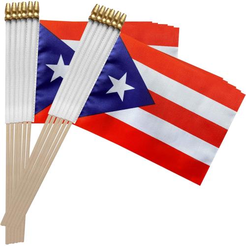 TSMD Puerto Rico Stick Flag Puerto Rican Small Mini Hand Held Flags,5x8 Inch,12 Pack