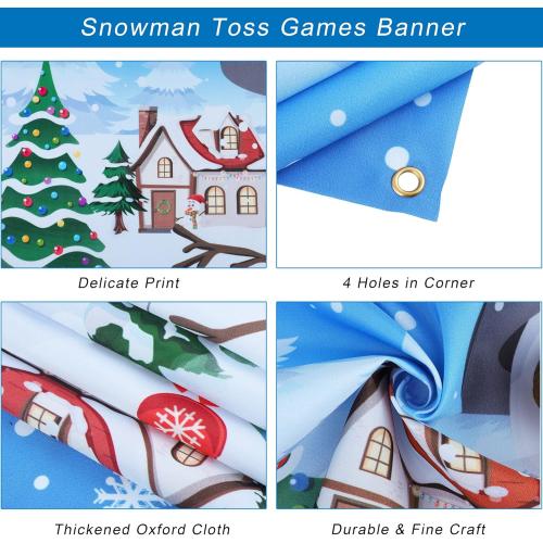Elcoho 22 Pieces Snow Toss Games Banner Snow Toy Ball Set Winter Toss Cornhole Games Banner with Snow Toss Balls and Drawstring Bag for Xmas Indoor Outdoor Throwing Games Party Supplies