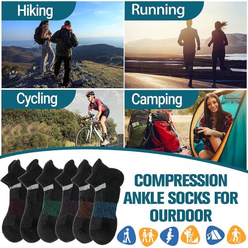 6 Pairs Merino Wool Ankle Running Hiking Socks Compression Support Breathable Thick Cushion No Show Socks for Women Men