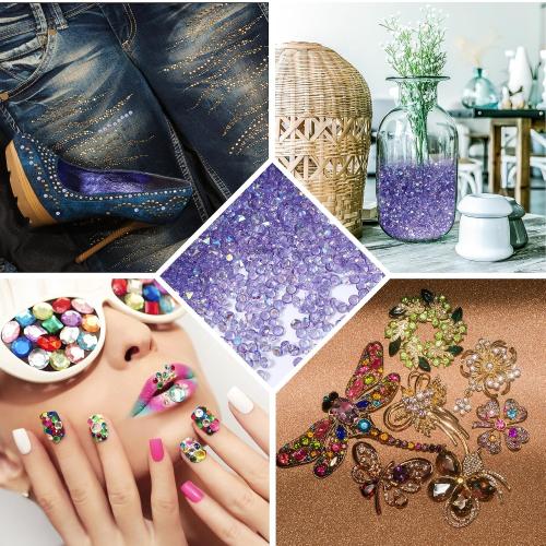 Fake Small Diamond, Acrylic Diamonds Crystal Beads Vase Filler for Table Scatter, Party Favor, Wedding Decoration, Photography Props, DIY Crafts(Purple Ab,3MM)