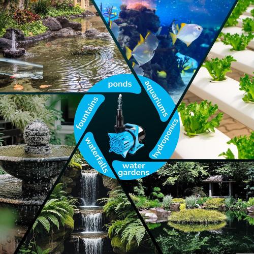 2700GPH Submersible Water Pump, 120W Water Pond Pump with Barrier Bag, 33FT Power Cord, 15FT Lift Quiet Water Garden Pumps for Pond, Waterfall, Fountains, Fish Tank and Hydroponic, UL Listed