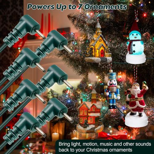 Dreyoo Christmas Ornaments Power Cord with 7 Plug, Compatible with Christmas Ornaments Interactive Ornaments, 5V 10.5W Power Cord Adapter Suitable for 2.5 mm Diameter Power Interface