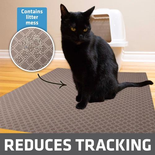 Drymate XL Original Cat Litter Mat, Contains Mess from Box, Protects Floors, Urine-Proof, Machine Washable, Soft on Kitty Paws, Absorbent, Waterproof (USA Made, Recycled Content) (29”x36”)(Taupe)