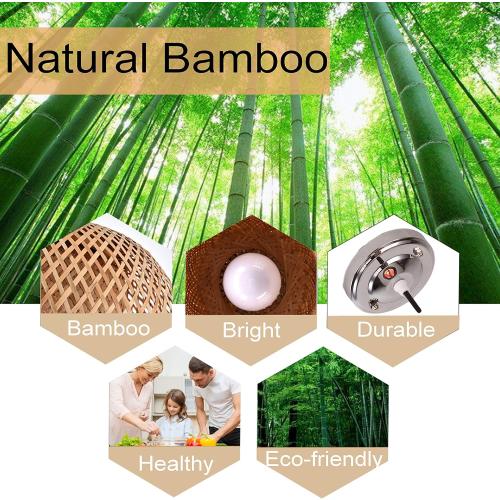 GCQ Bamboo Lantern Pendant Lamp, Retro Japanese Style E27 Chandelier Hanging Light Ceiling Lighting Fixture for Living Room Bedroom Restaurant Cafe Teahouse Bar Dining Room Club