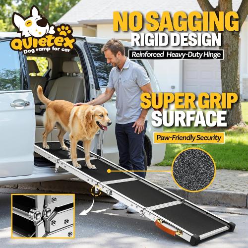 Dog Ramp for Car, Extra Long 71”Dog Ramp Folding Pet Ramp for Large Dogs with Non-Slip Rug Surface, Dog Ramps up to 330 lb for Car SUV Truck Bed Couch