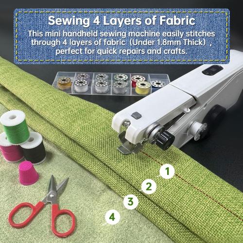 Handheld Sewing Machine for Beginners - Portable Cordless Mini Sewing Machine, Complete Sewing Kit & Accessories - Easy Electric Stitching for Home, Travel & DIY Repairs, Black