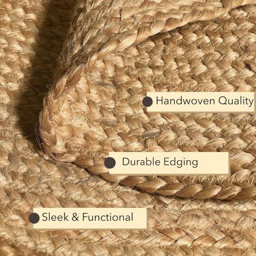 Chardin home Hand Woven Natural Jute Braided Rug – 8' Round | Rustic Boho Farmhouse Reversible Area Rug for Living Room, Dining Room, Nursery, Entryway, Study, or Patio | Solid Natural Fiber Rug